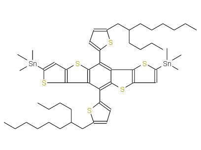 2,7-雙(三甲基錫基)-5,10-雙(2-丁基辛基噻吩基) 苯并[1,2-B:4,5-B']二(噻吩并[3,2-B]噻吩) | 2582829-56-7 